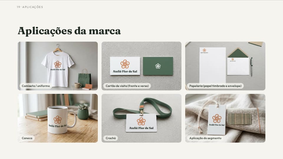 Aplicações da marca Ateliê Flor de Sal