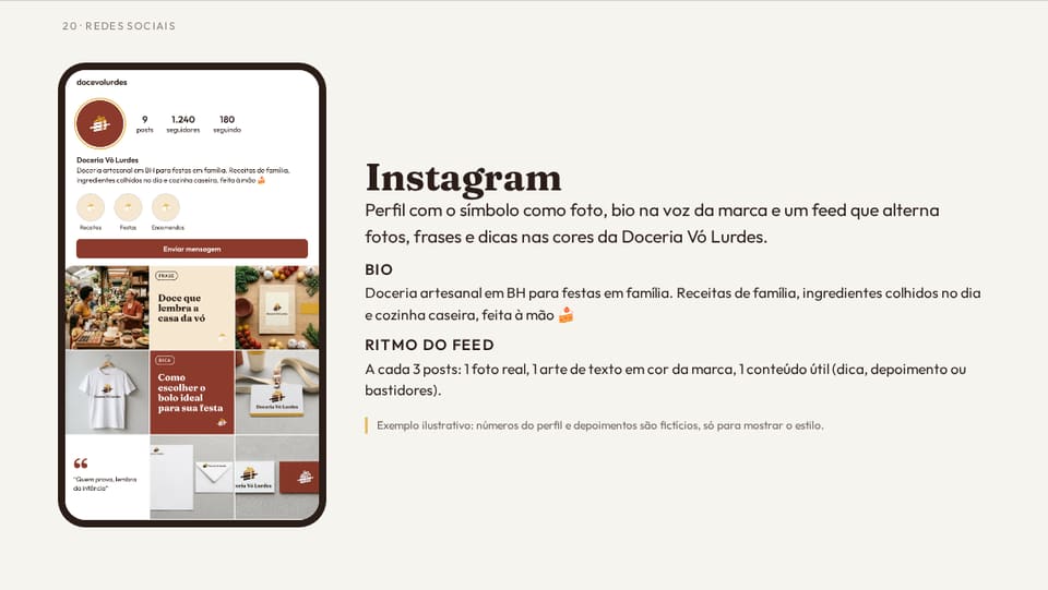 Instagram de exemplo de Doceria Vó Lurdes